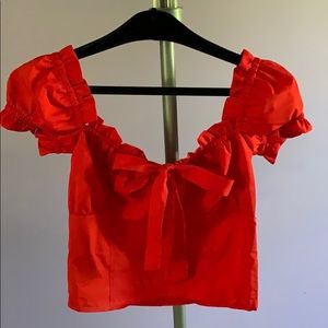 Red Tie- Front Crop Top